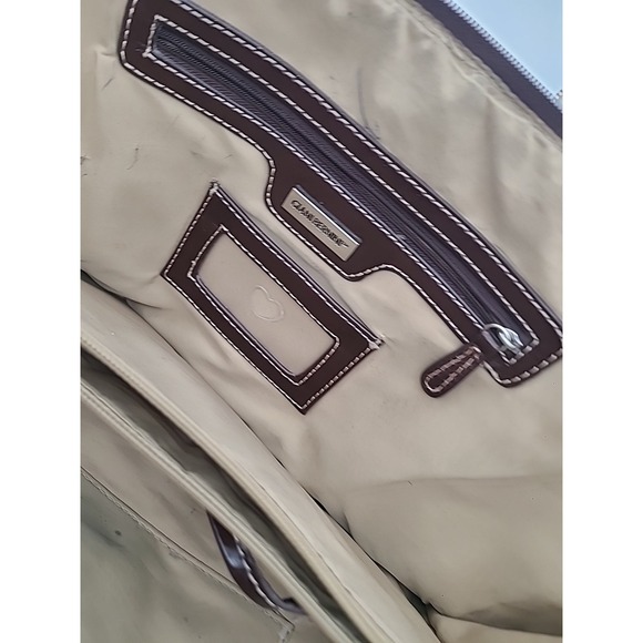 Giani Bernini Genuine Leather Portfolio Business Tote Brown Multi Pockets Zipper - Picture 5 of 16